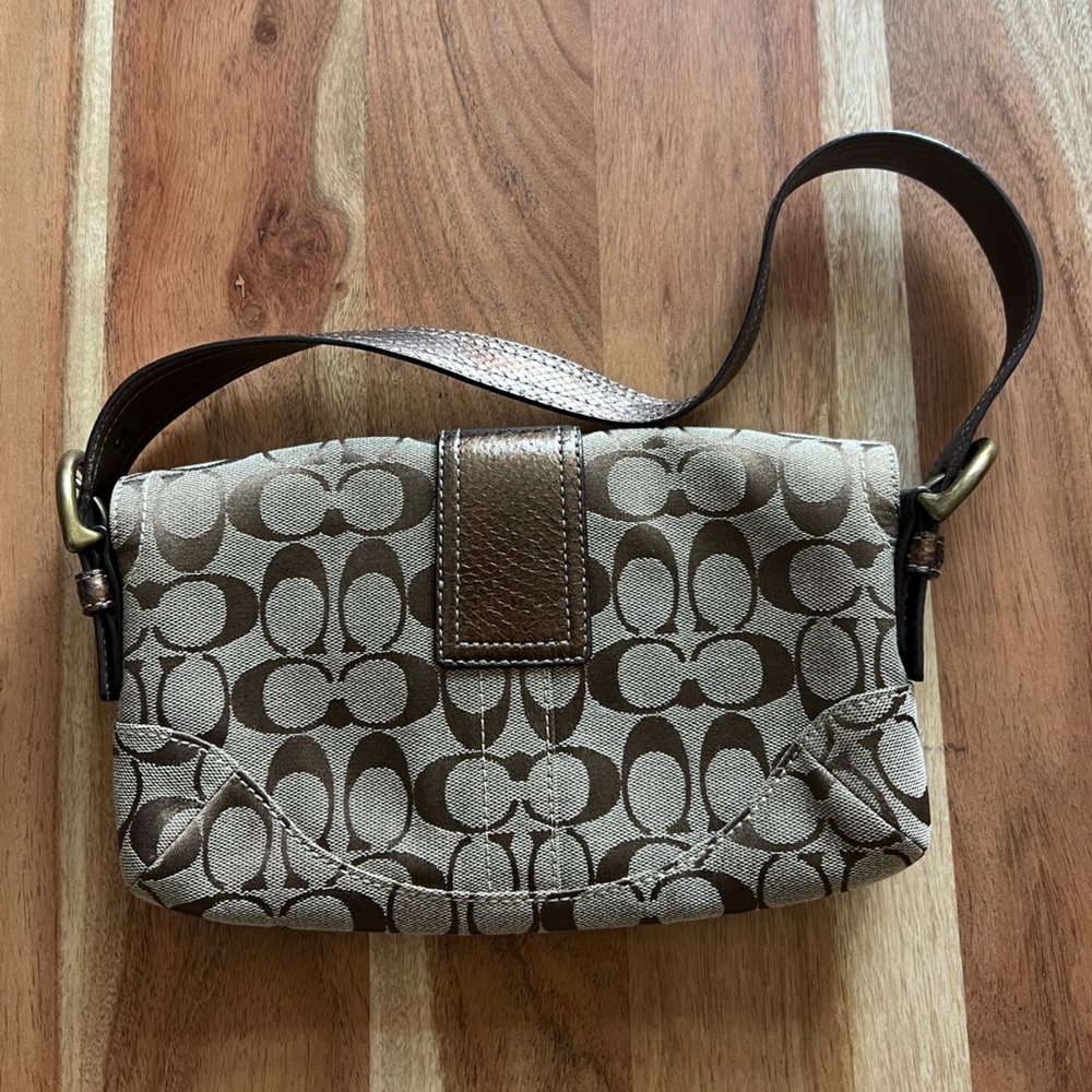 Coach Brown and Tan Clutch with Signature Monogram